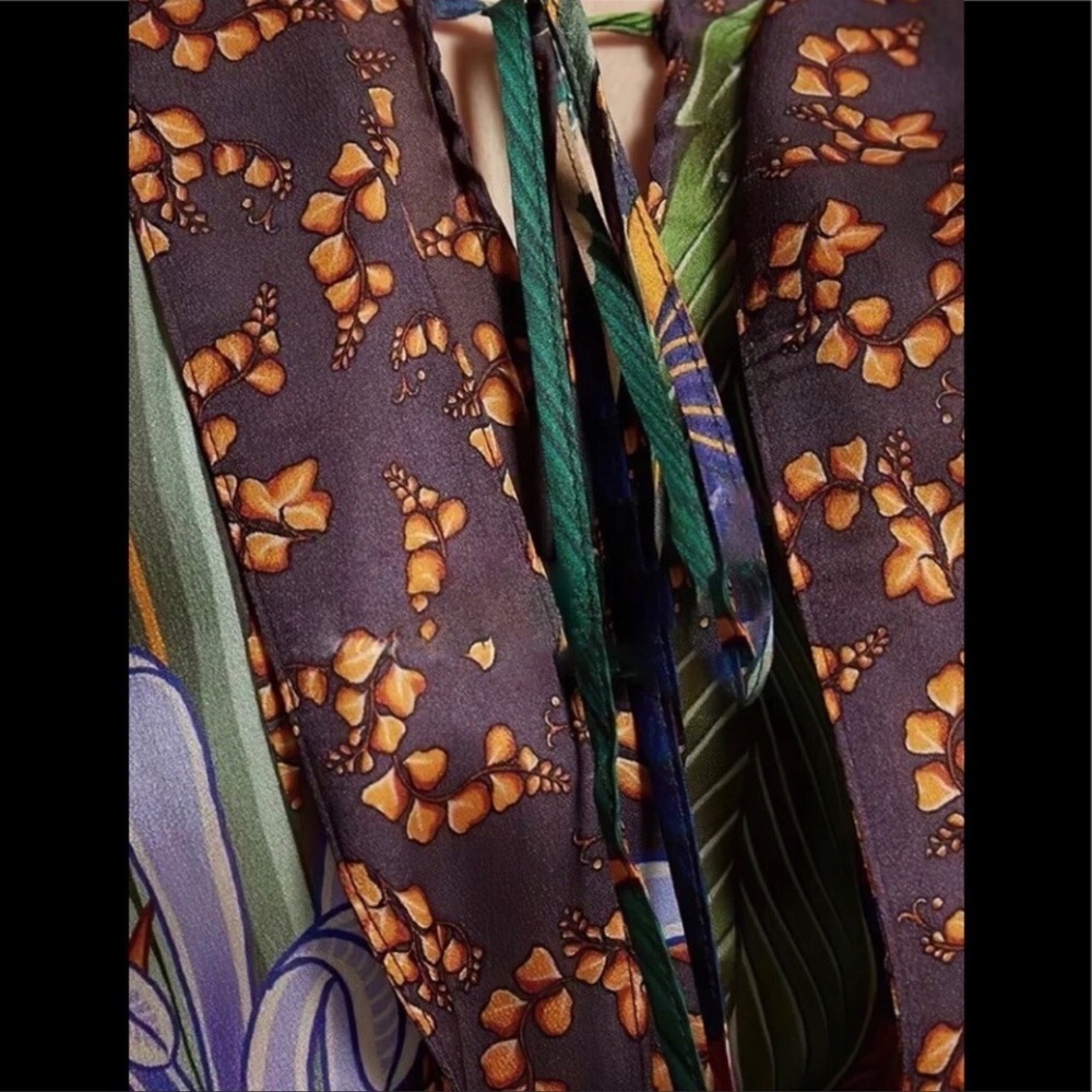 Jewel Peacock Feather Bohemian Gypsy Kimono With Sash Tie, Feather Print - Picture 5 of 7